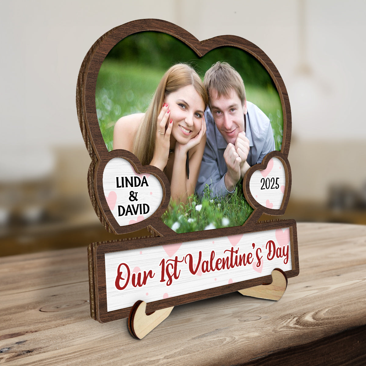 Our Valentine's Day Photo - Personalized Custom Wooden Plaque