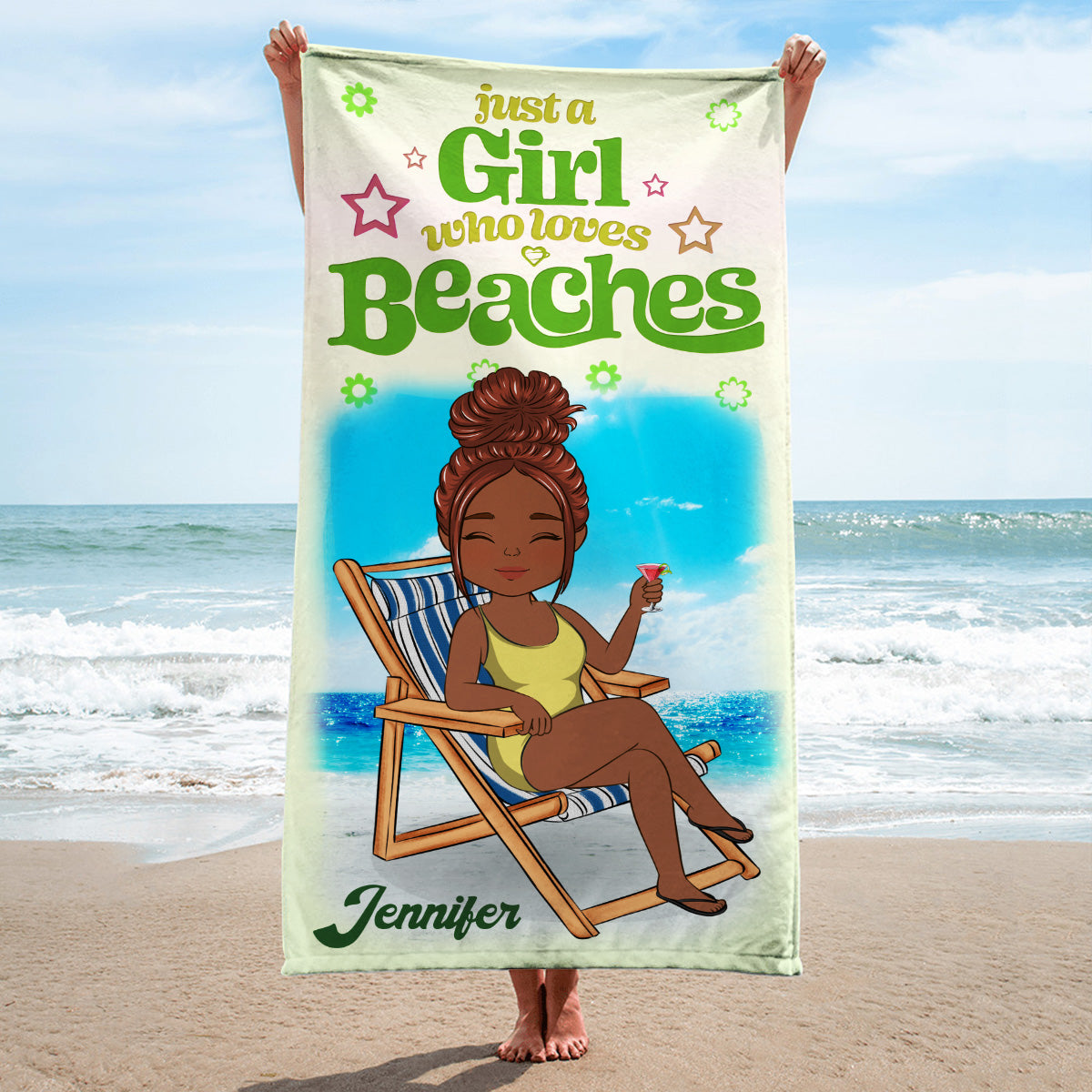A Girl Loves Beaches - Personalized Custom Beach Towel