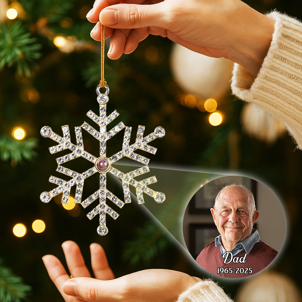 Our Loving Memory - Personalized Custom Photo Snowflake Projection Ornament
