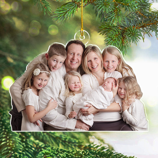 Custom Photo Family Christmas - Personalized Custom Acrylic Ornament