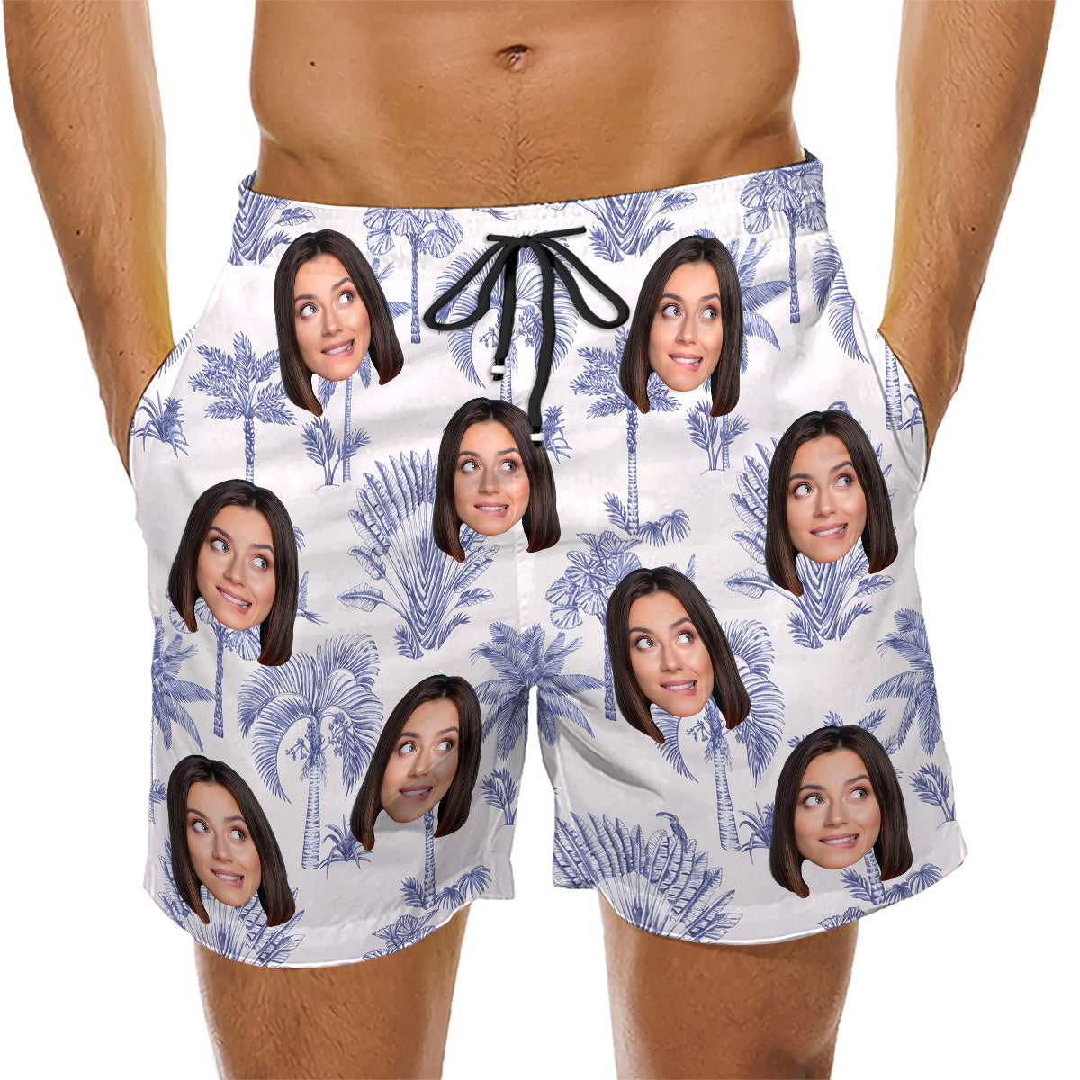 Toile De Jouy Style - Personalized Custom Beach Shorts