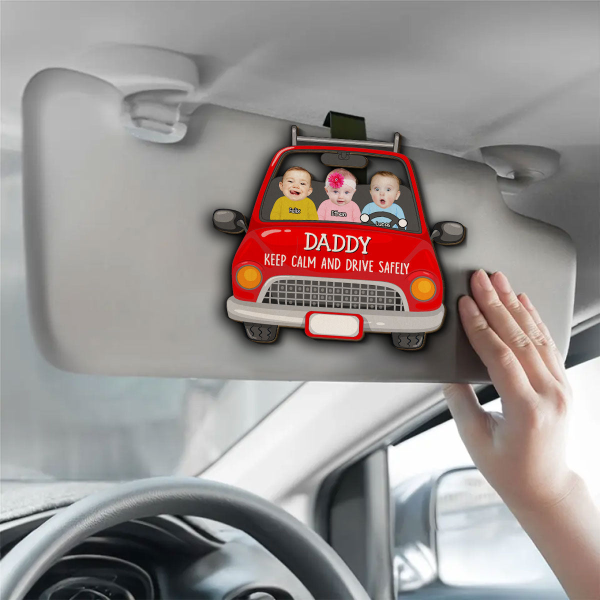 Dad Keep Calm And Drive Safely - Personalized Custom Car Visor Clip