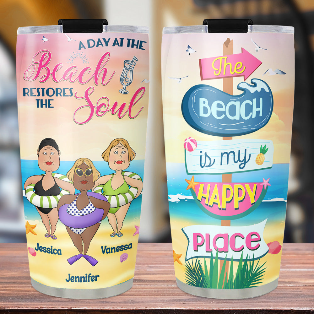 A Day At The Beach - Personalized Custom Tumbler