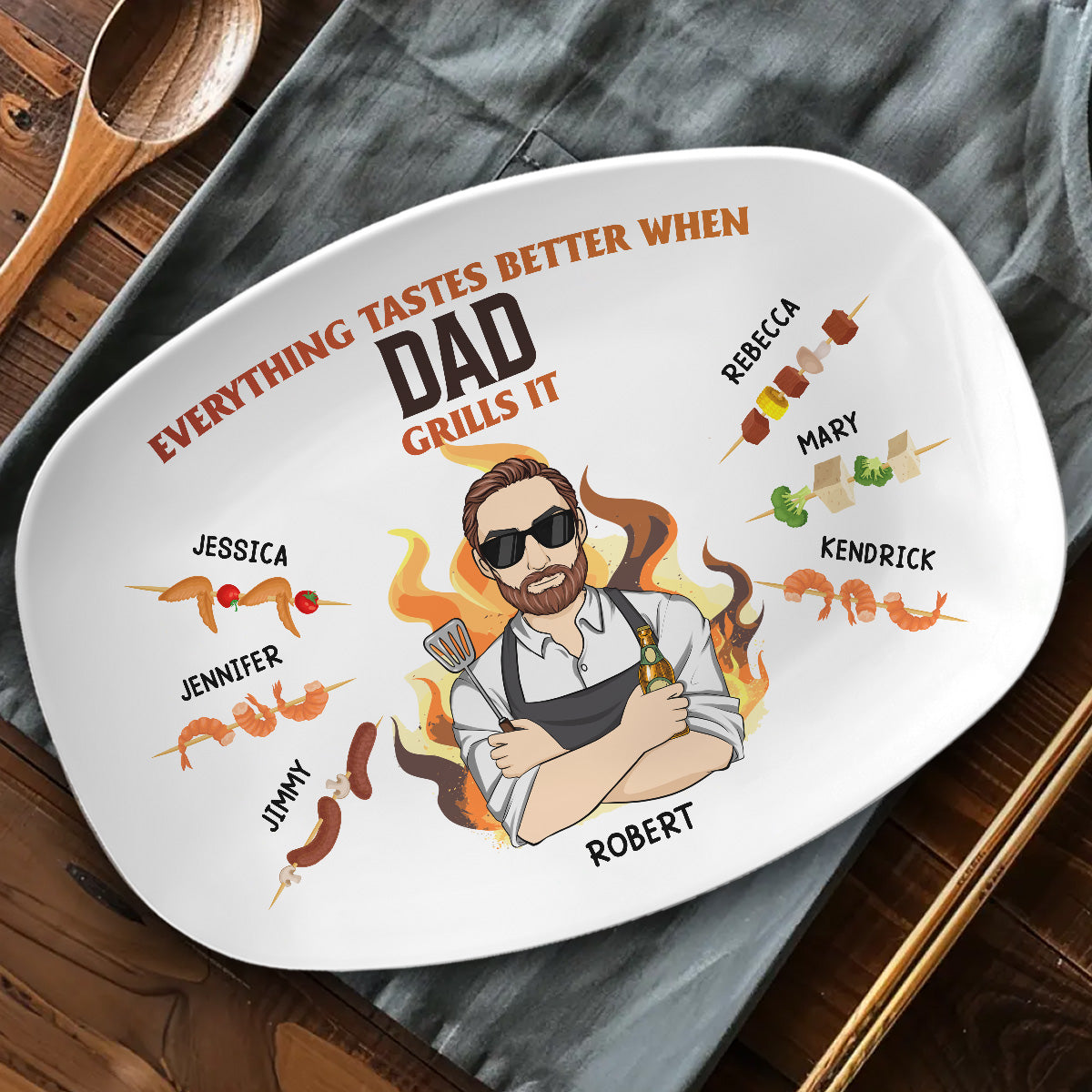 Everything Tastes Better When Dad Grills It - Personalized Custom Platter