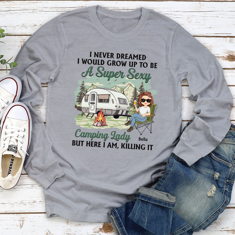 Camping Lady 3 - Personalized Custom Long Sleeve T-shirt