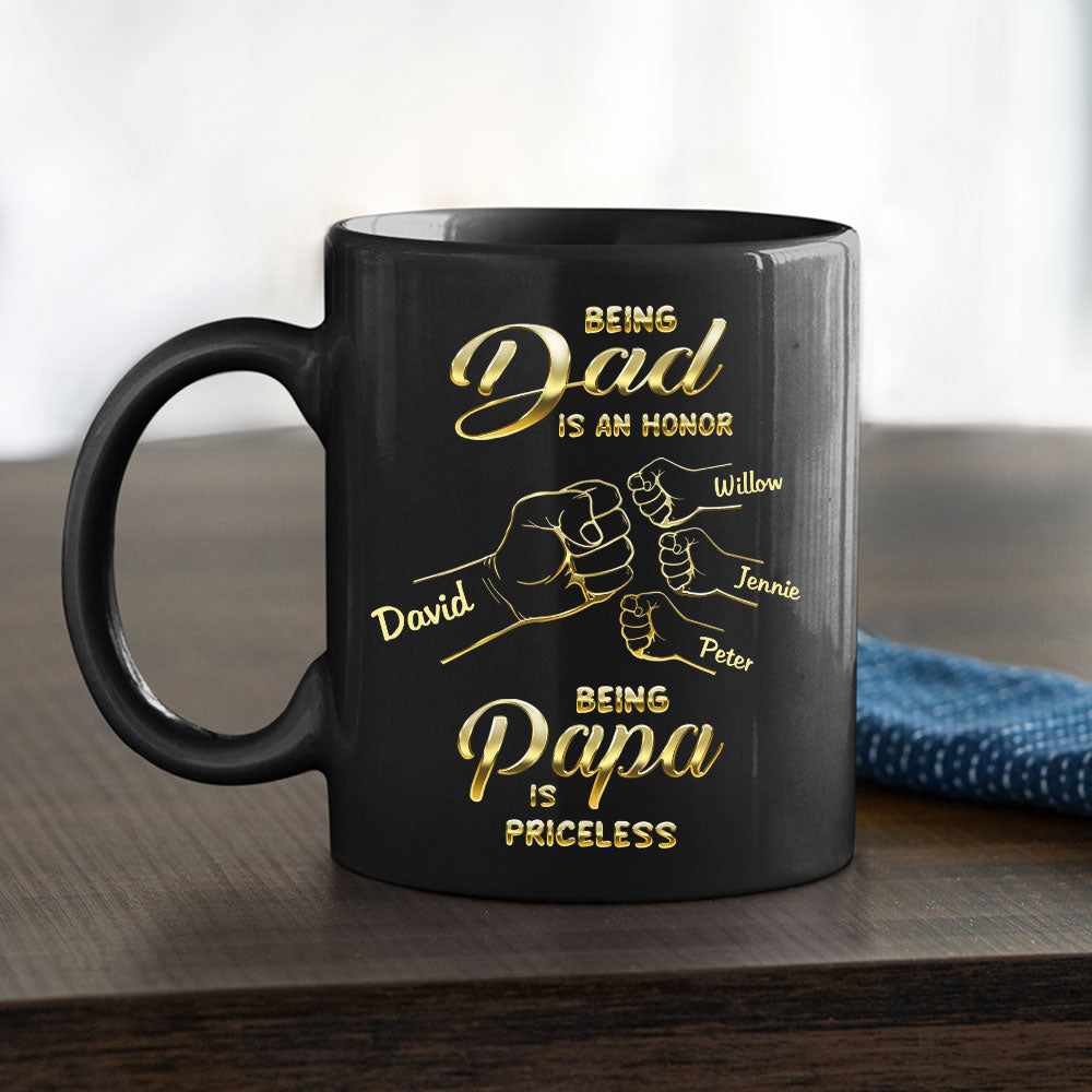 Being Dad And Papa - Personalized Custom Coffee Mug