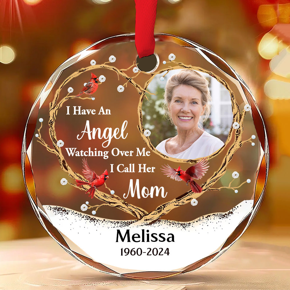 An Angel Watching Over Me - Personalized Custom Glass Ornament
