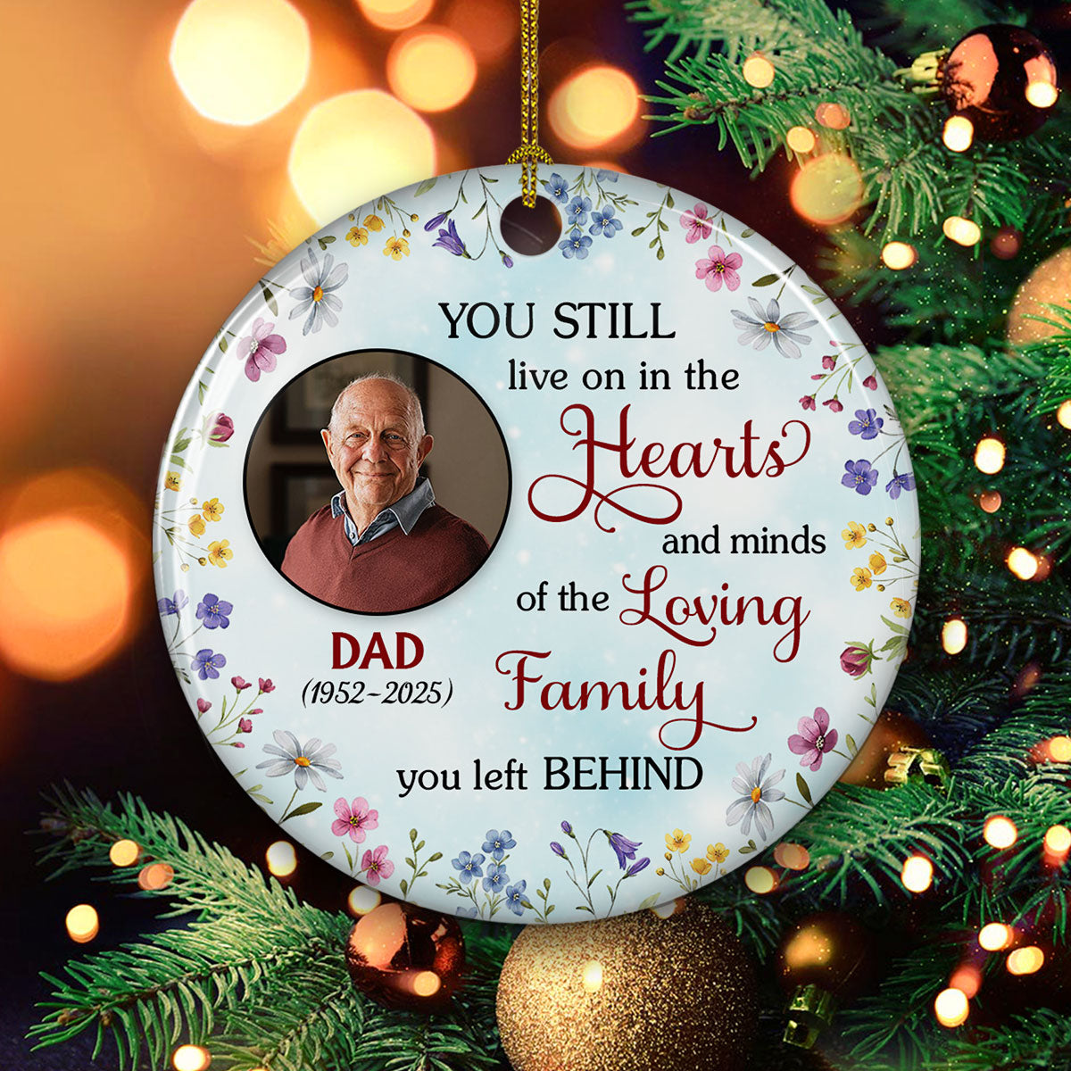 You Still Live On In The Hearts - Personalized Custom Ceramic Ornament