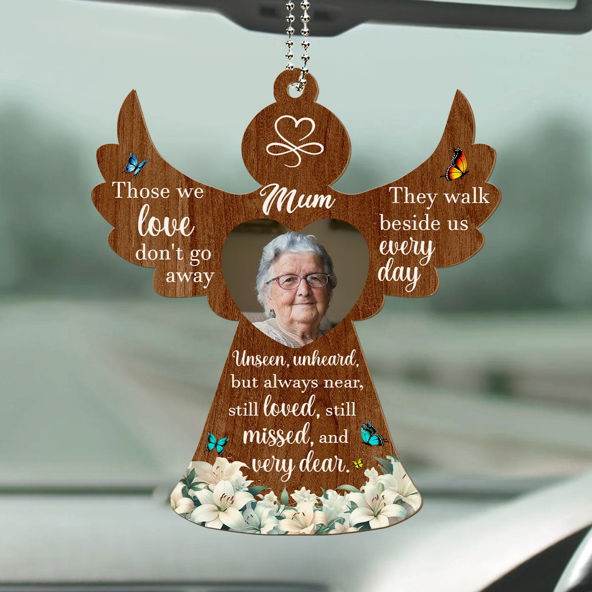 Those We Love Do Not Go Away - Personalized Custom Wood Car Ornament