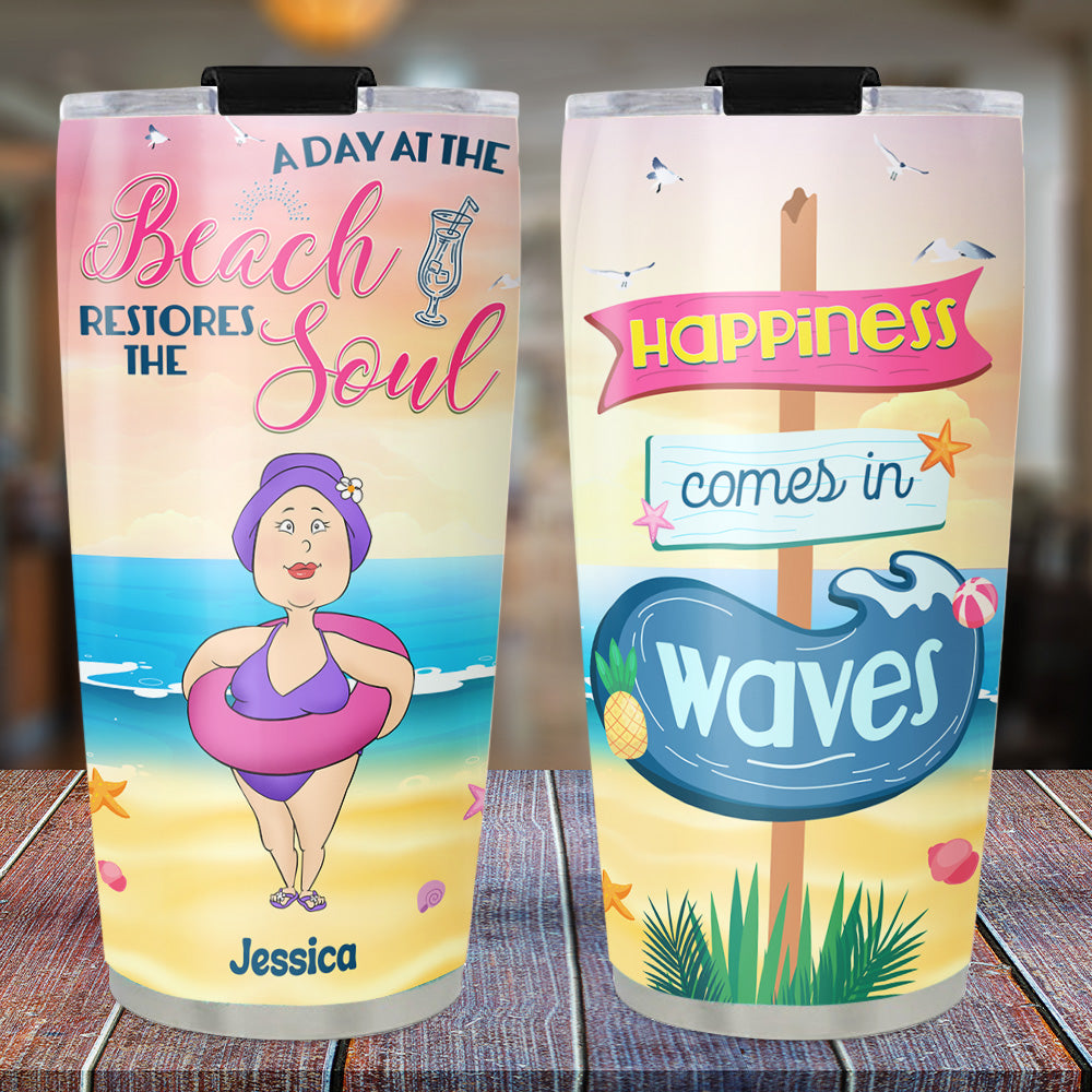 A Day At The Beach - Personalized Custom Tumbler
