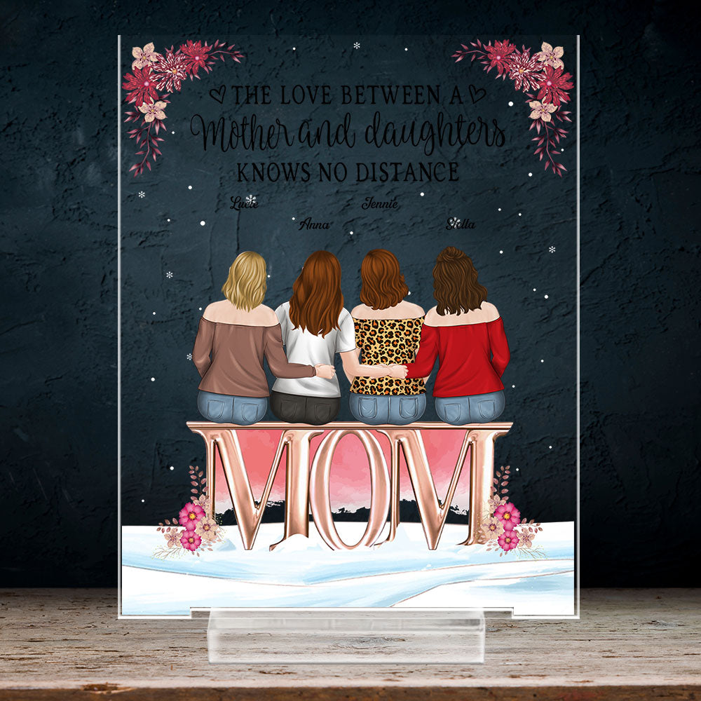 Mother And Daughters Forever Linked Together - Personalized Custom Acrylic Plaque With Base