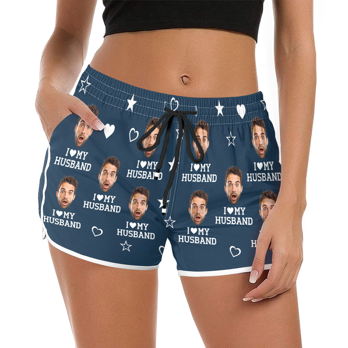 I Love My Partner  - Personalized Custom Couple Beach Shorts