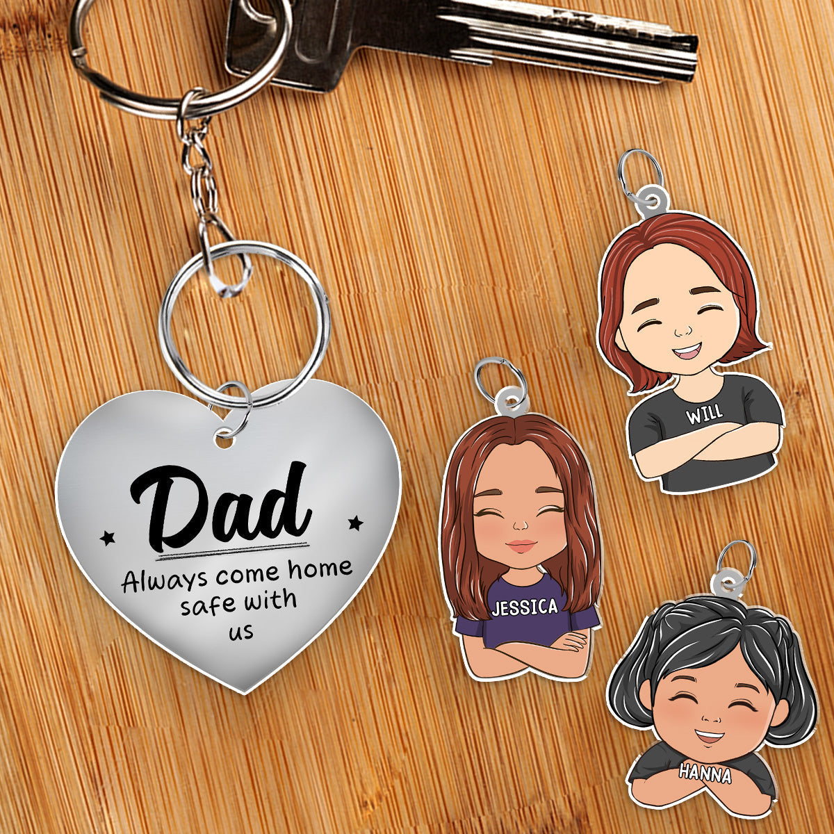 Dad Always Come Home Safe - Personalized Acrylic Tag Keychain
