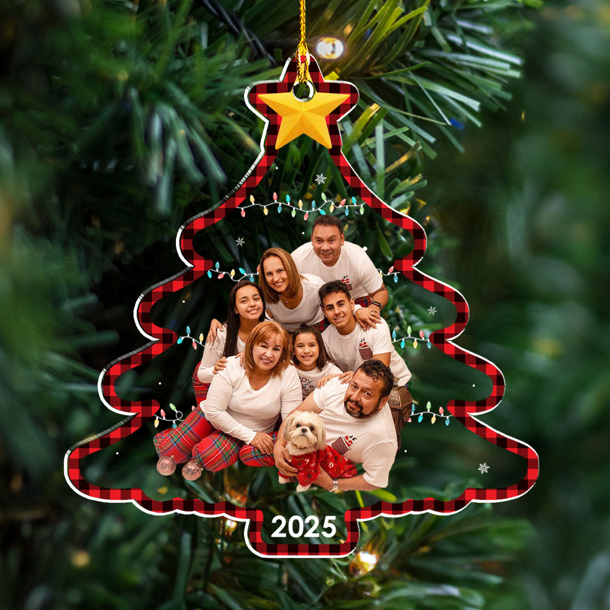 Family Photo Holiday Tree - Personalized Custom Acrylic Ornament