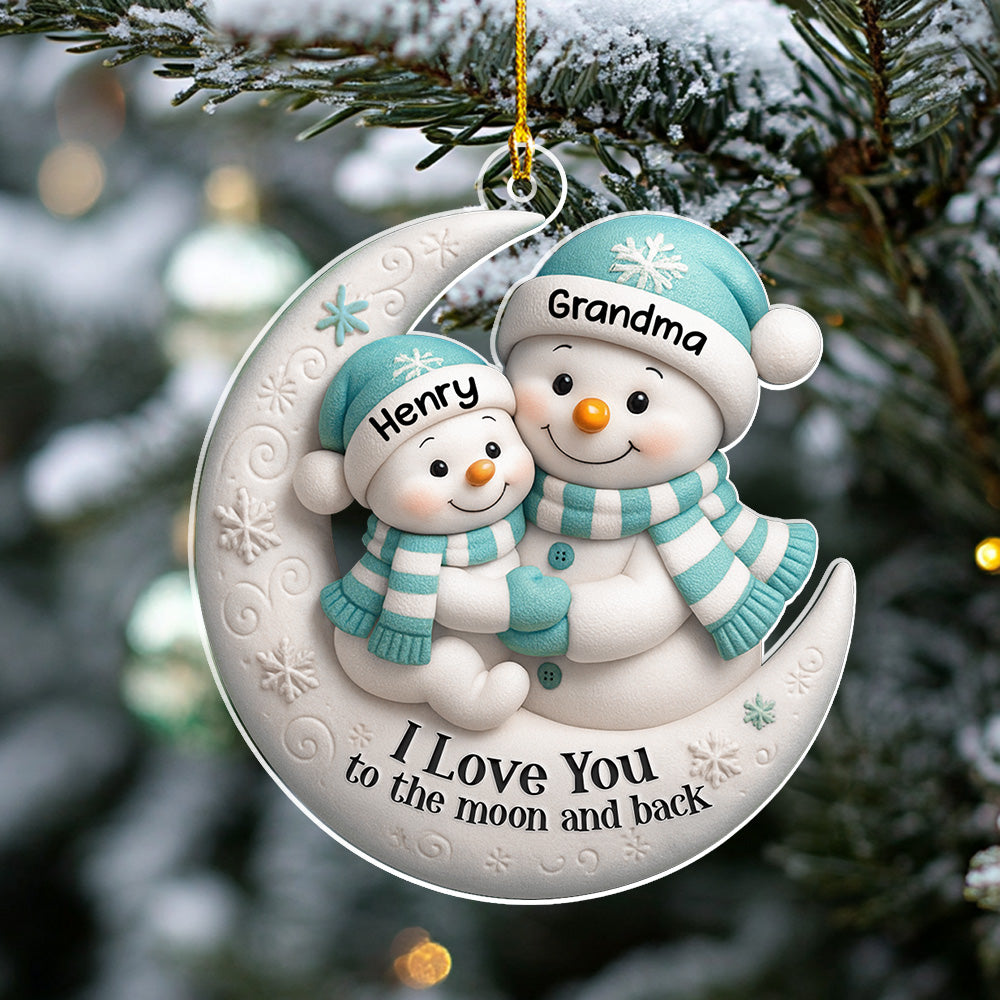 Grandma Hug On The Moon - Personalized Custom Acrylic Ornament
