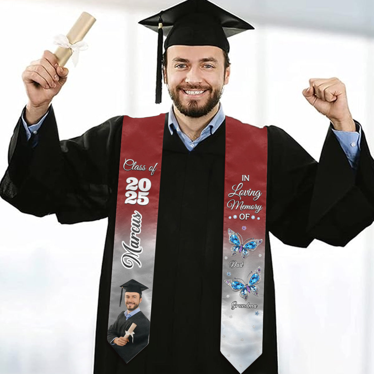 Those We Love Beside Us Every Day - Personalized Custom Graduation Stole