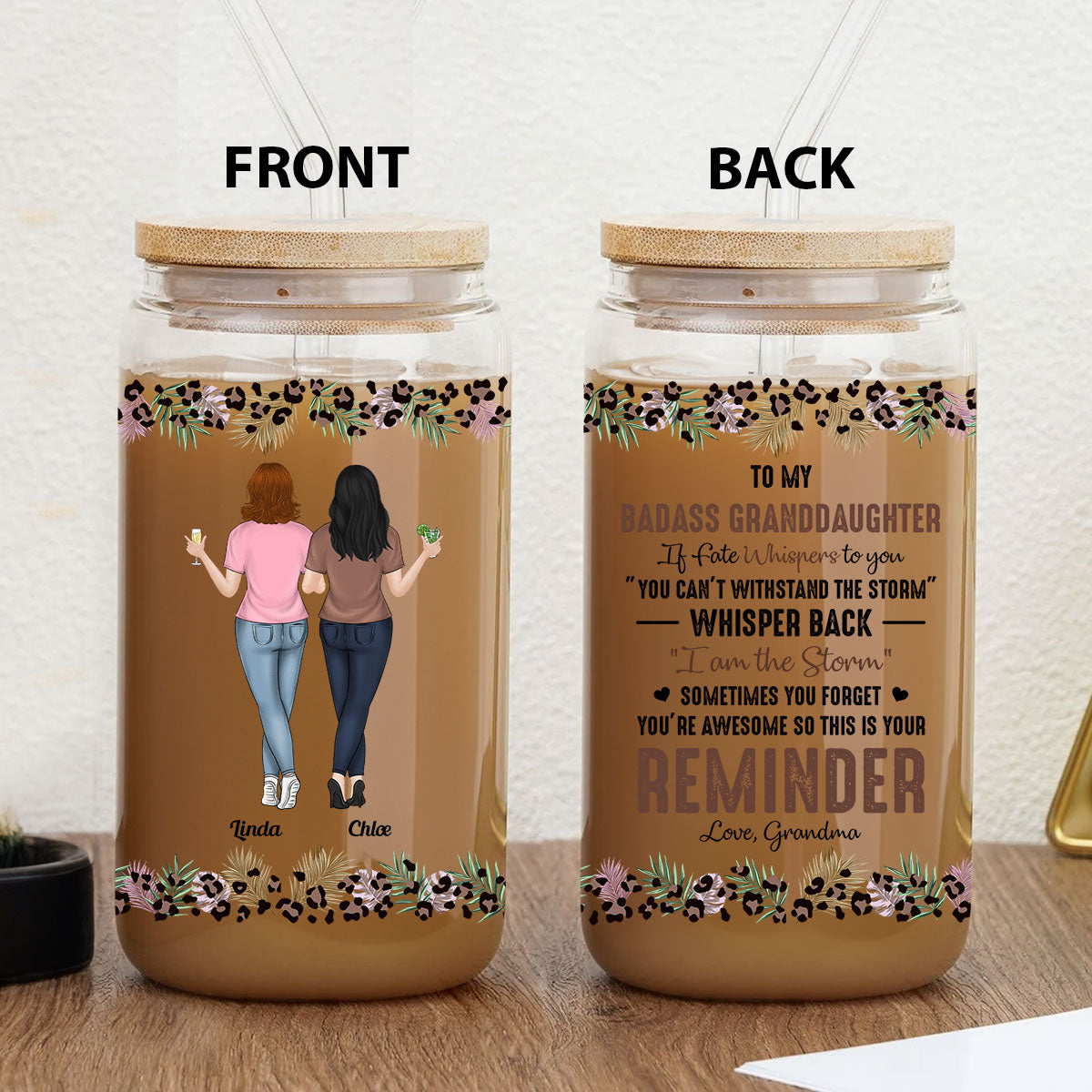 Badass Granddaughter - Personalized Custom Glass Can