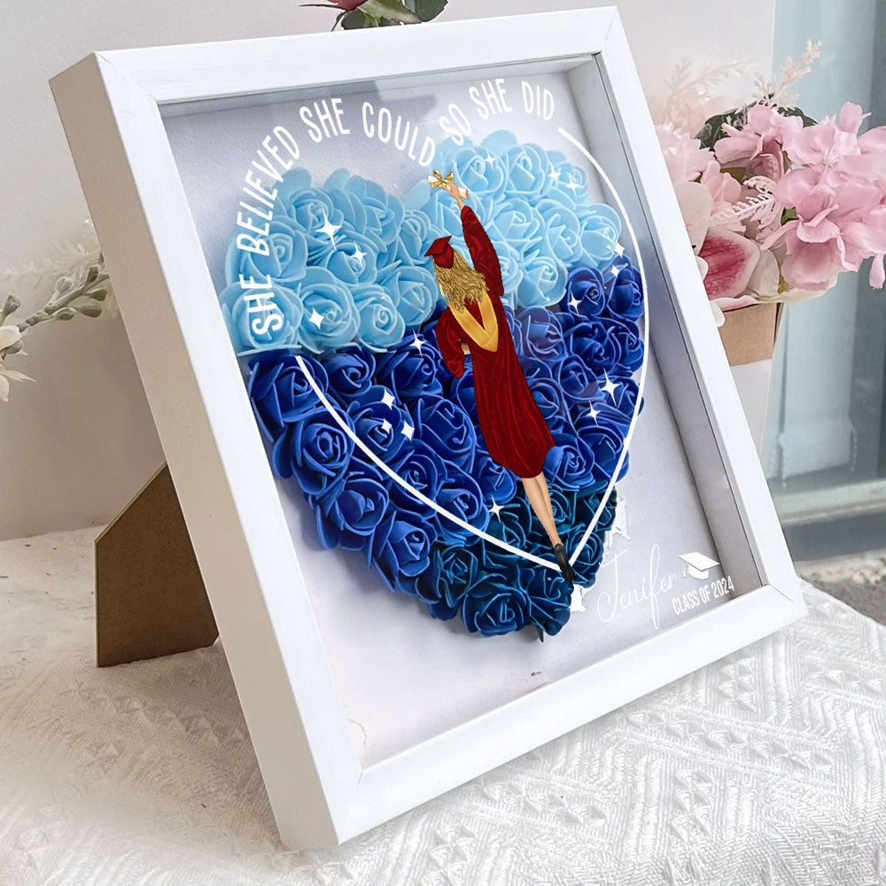 Class Of 2024 Graduation Gift - Personalized Custom Flower Shadow Box