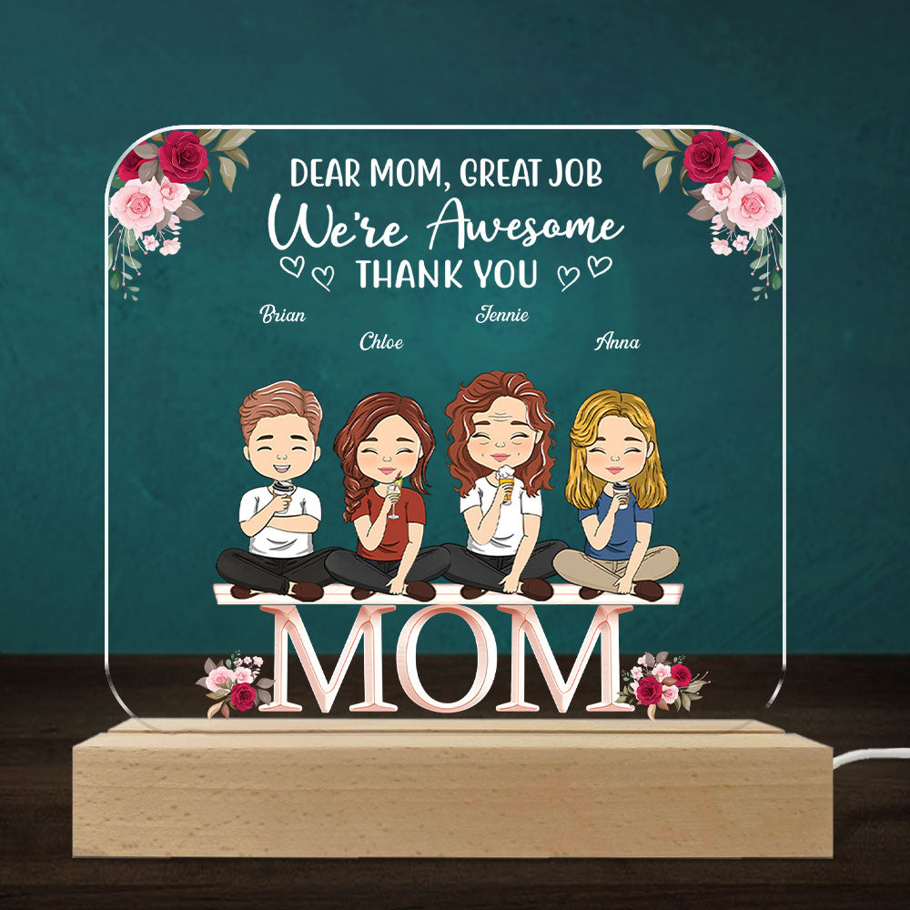 Mother And Daughters Sons Children From The Start - Personalized Custom LED Light