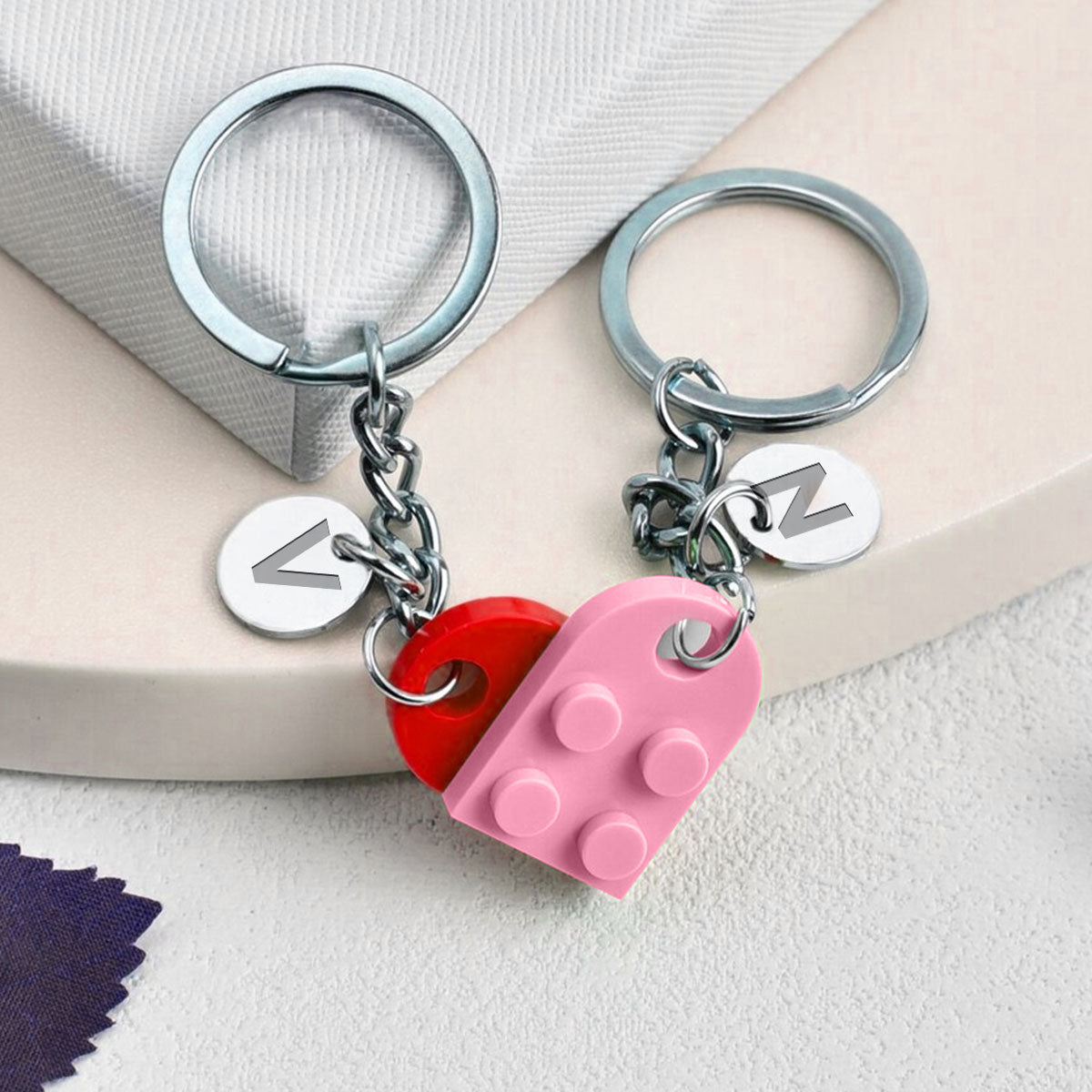 We Are A Perfect Match - Personalized Custom Heart Brick Keychain