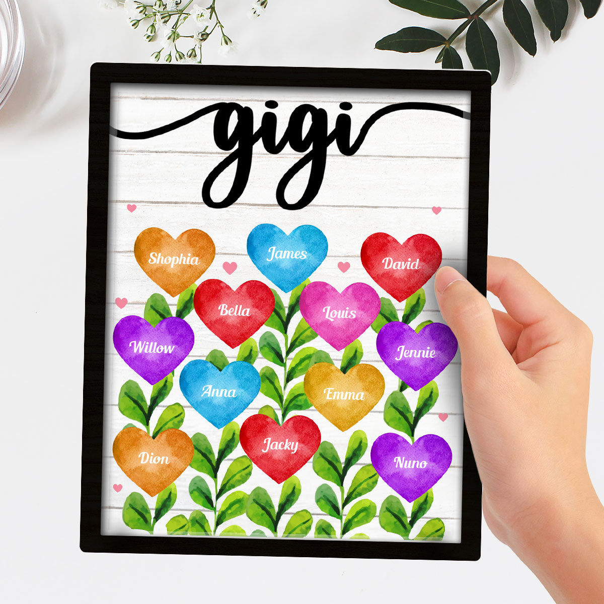 Grandma Mom Heart - Personalized Wooden Plaque