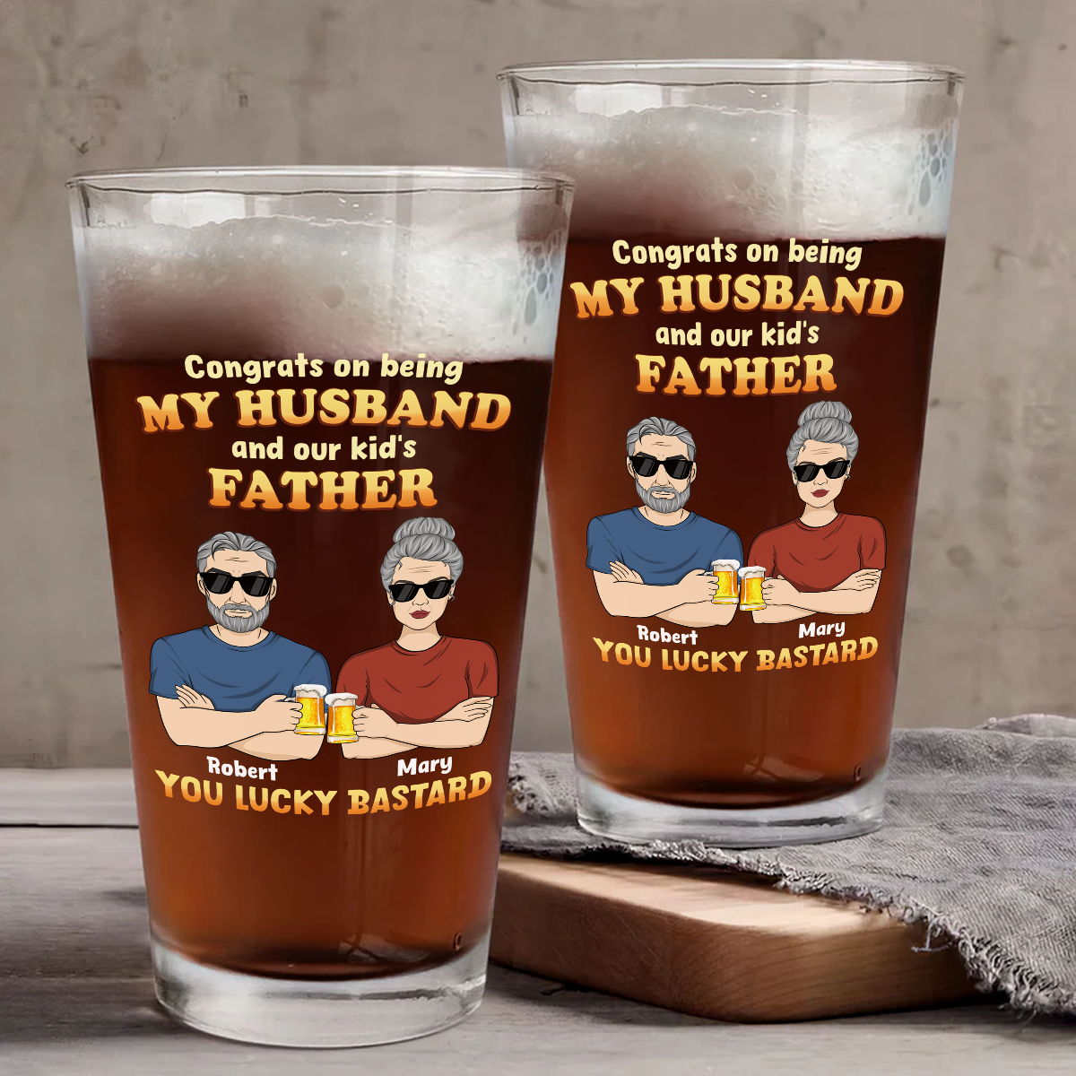 Congrats On Being Father - Personalized Custom Beer Glass