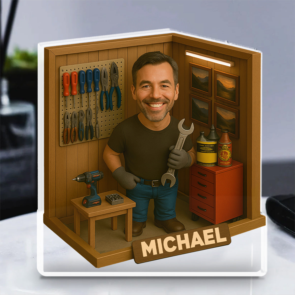 Garage With Daddy - Personalized Custom Acrylic Plaque