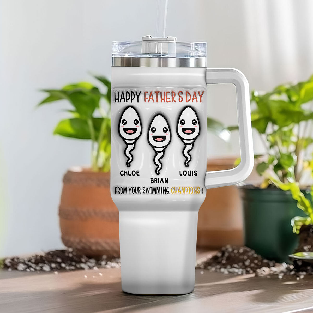 From Your Swimming Champions - Personalized Custom 3D Inflated Effect Printed 40 Oz Tumbler