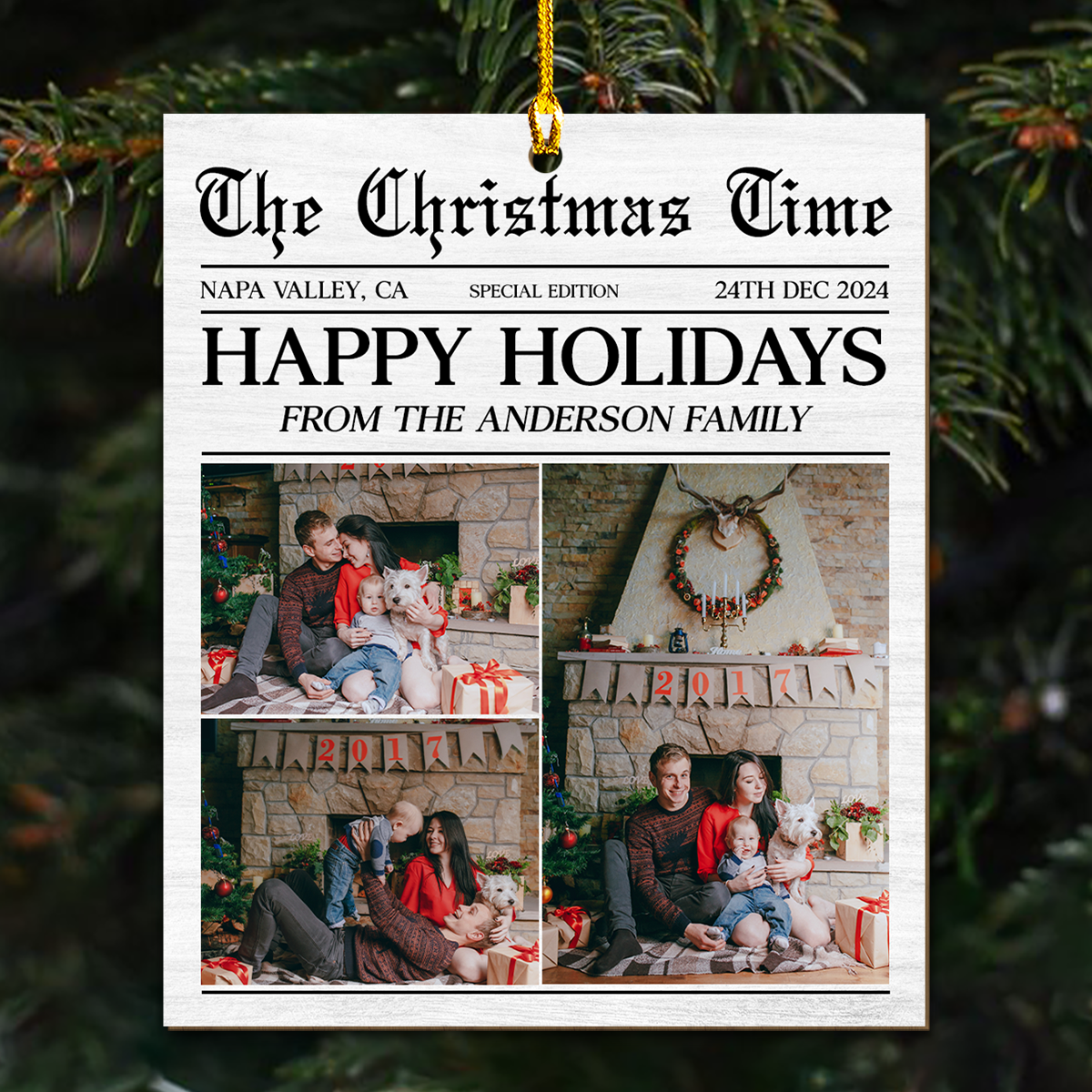 The Holidays - Personalized Custom Wood Ornament