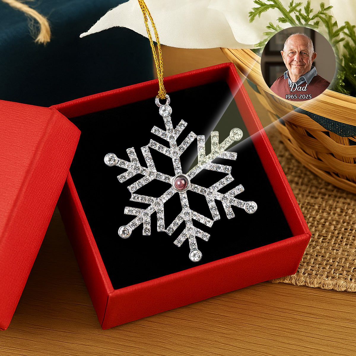 Our Loving Memory - Personalized Custom Photo Snowflake Projection Ornament