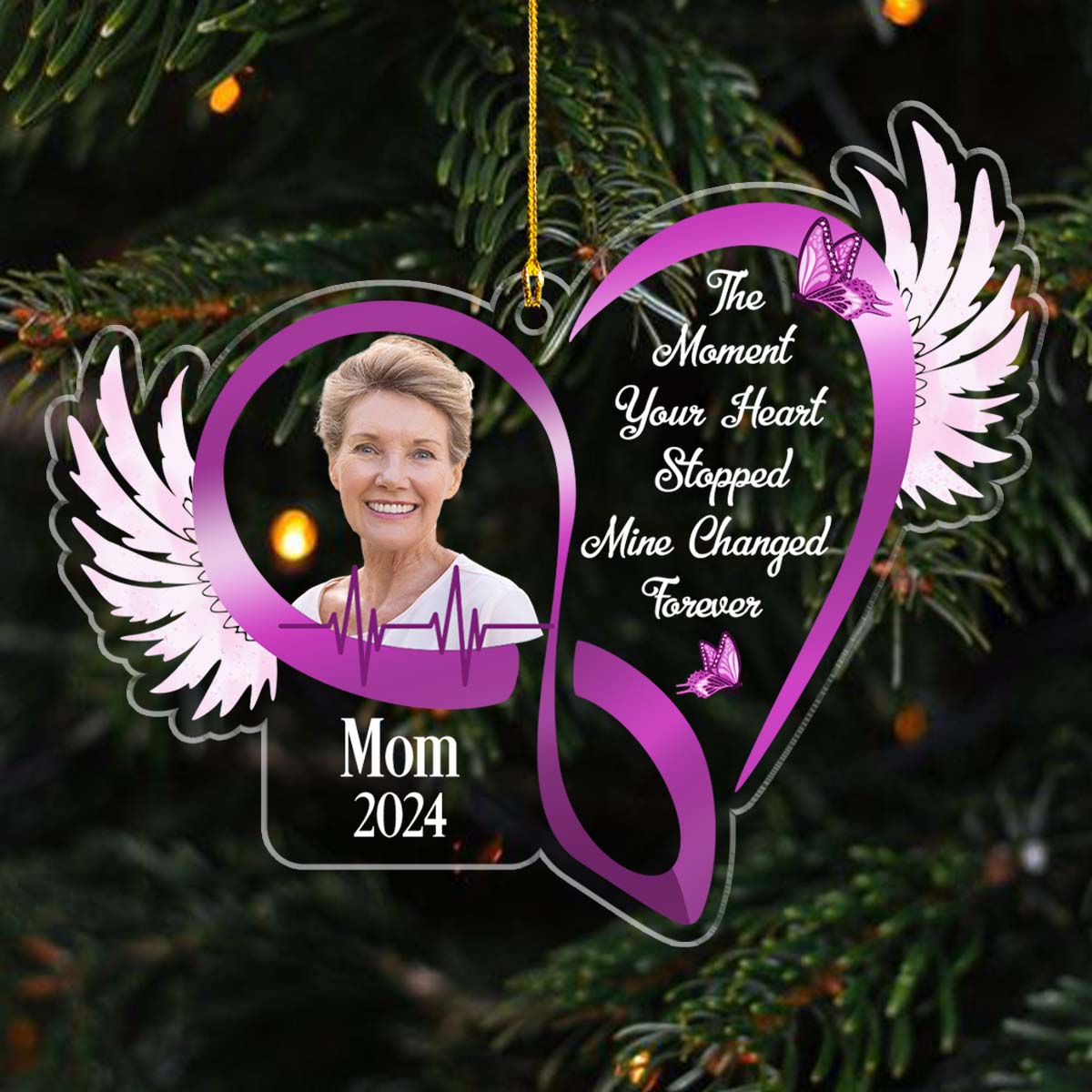 The Moment Your Heart Stopped Mine Changed Forever - Personalized Custom Acrylic Ornament
