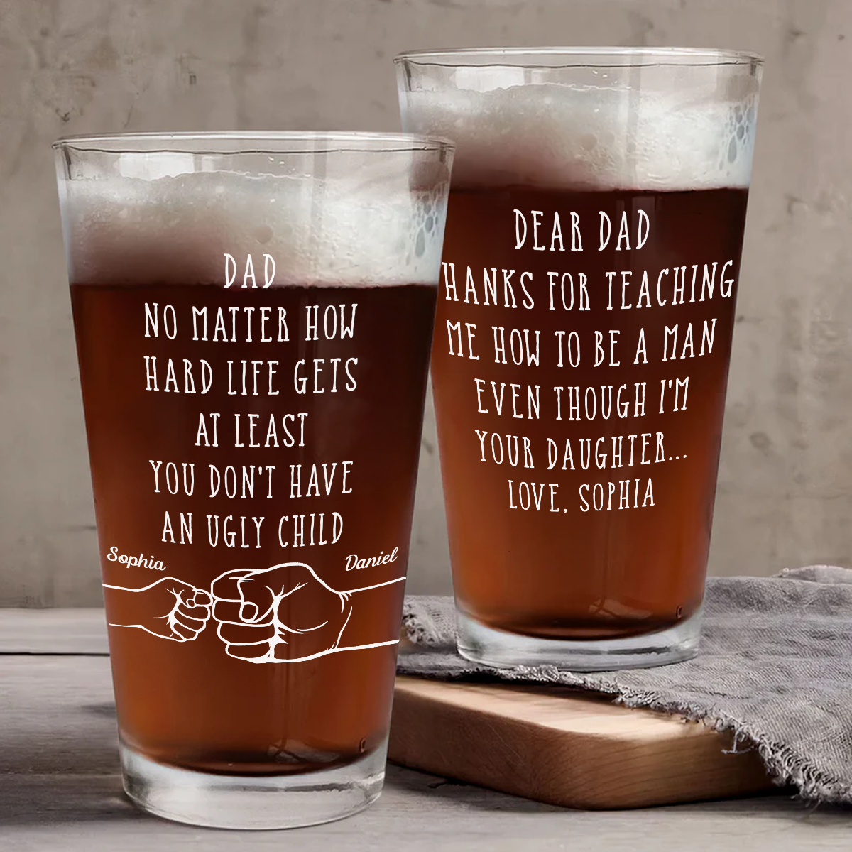Thanks For Teaching Me How To Be A Man - Personalized Custom Beer Glass