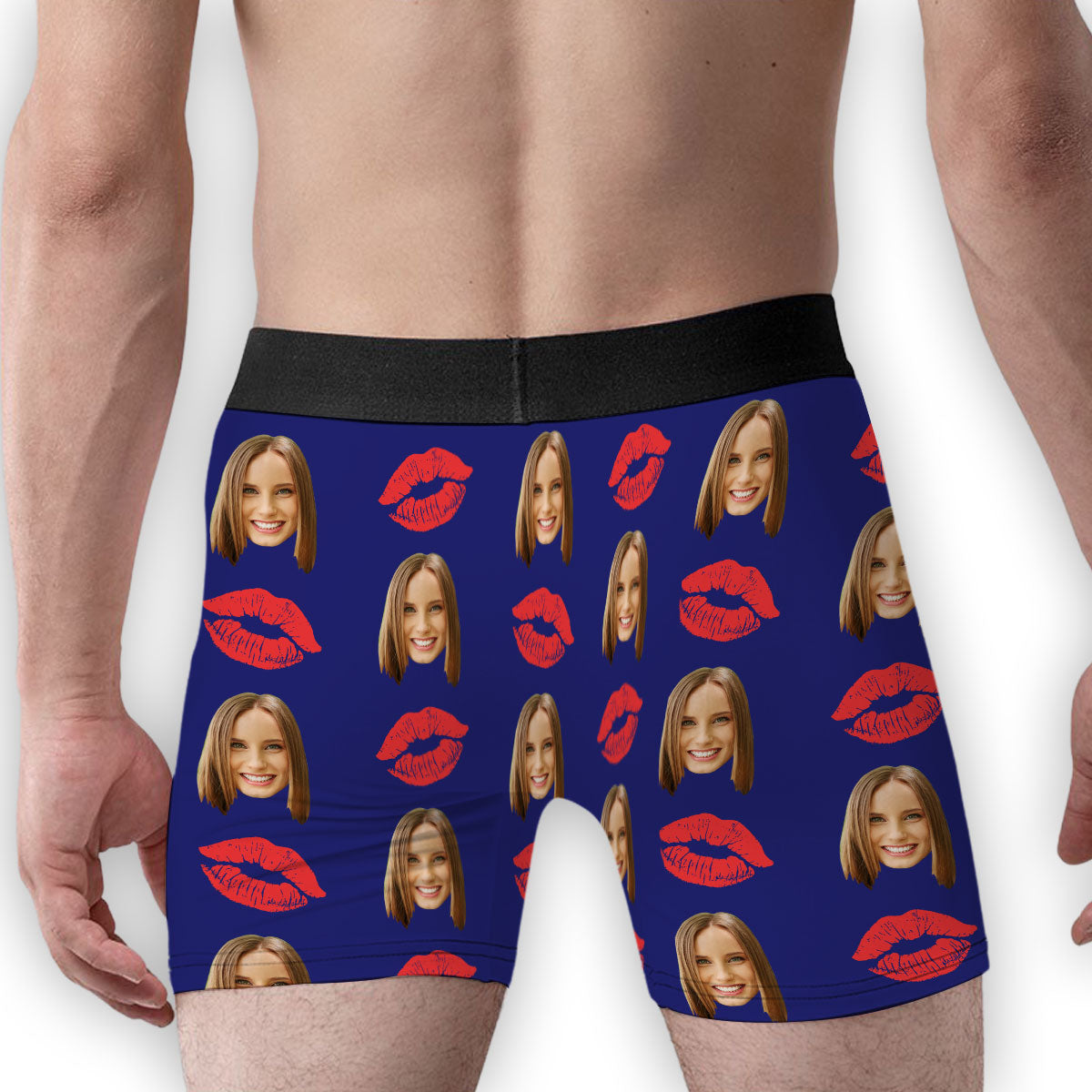 The Red Lip Of - Personalized Photo Men's Boxer Briefs