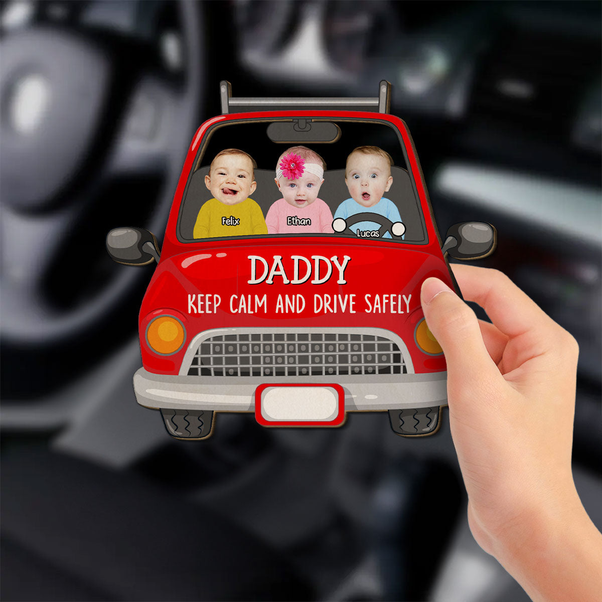 Dad Keep Calm And Drive Safely - Personalized Custom Car Visor Clip