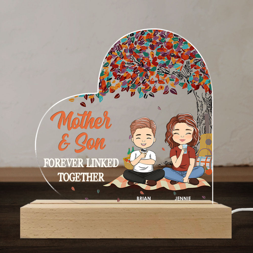 Mother And Son Forever Linked Together - Personalized Custom LED Light