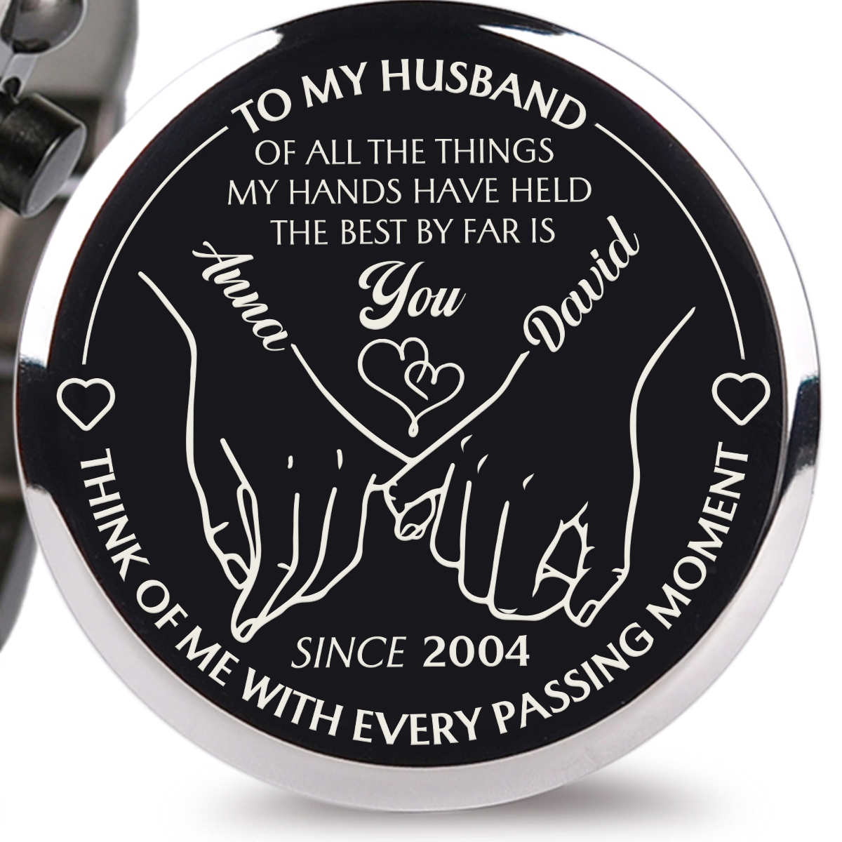 To My Husband Holding Hands - Personalized Engraved Wooden Watches GQ026