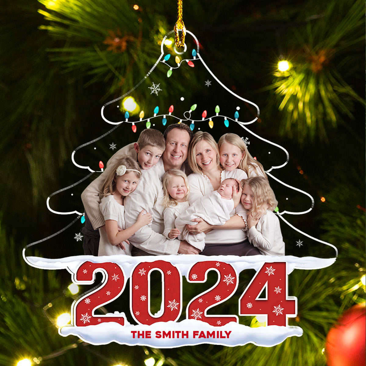 Family Photo Christmas Tree - Personalized Custom Acrylic Ornament