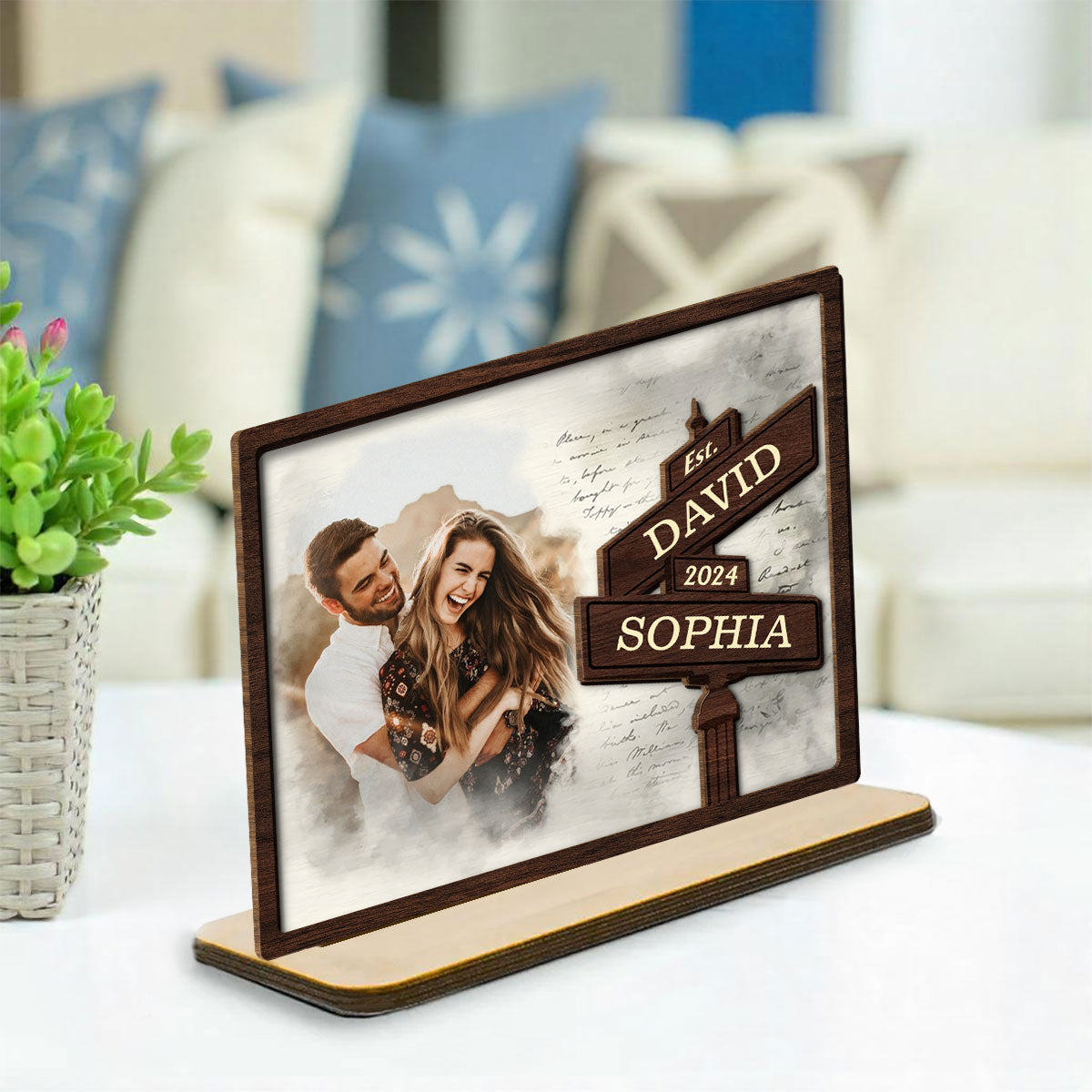 Always Love - Personalized Custom 2-Layer Wood Plaque With Flat Base