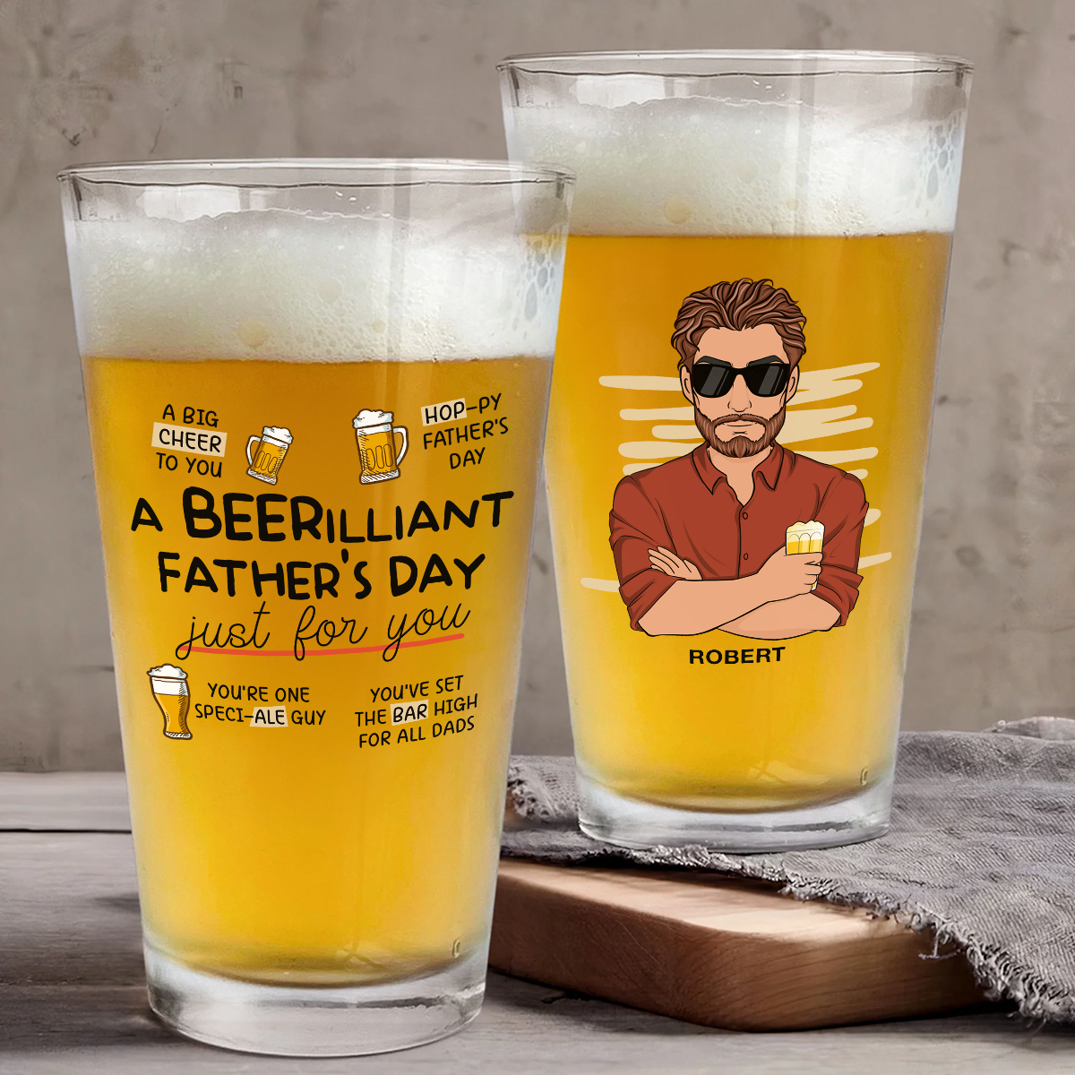 A Beerilliant Fathers Day - Personalized Custom Beer Glass