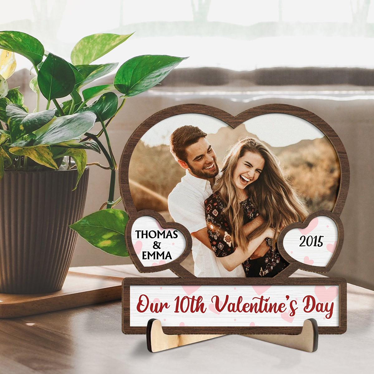 Our Valentine's Day Photo - Personalized Custom Wooden Plaque