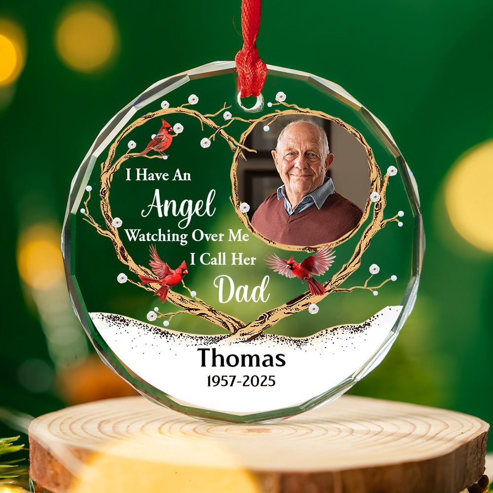An Angel Watching Over Me - Personalized Custom Glass Ornament