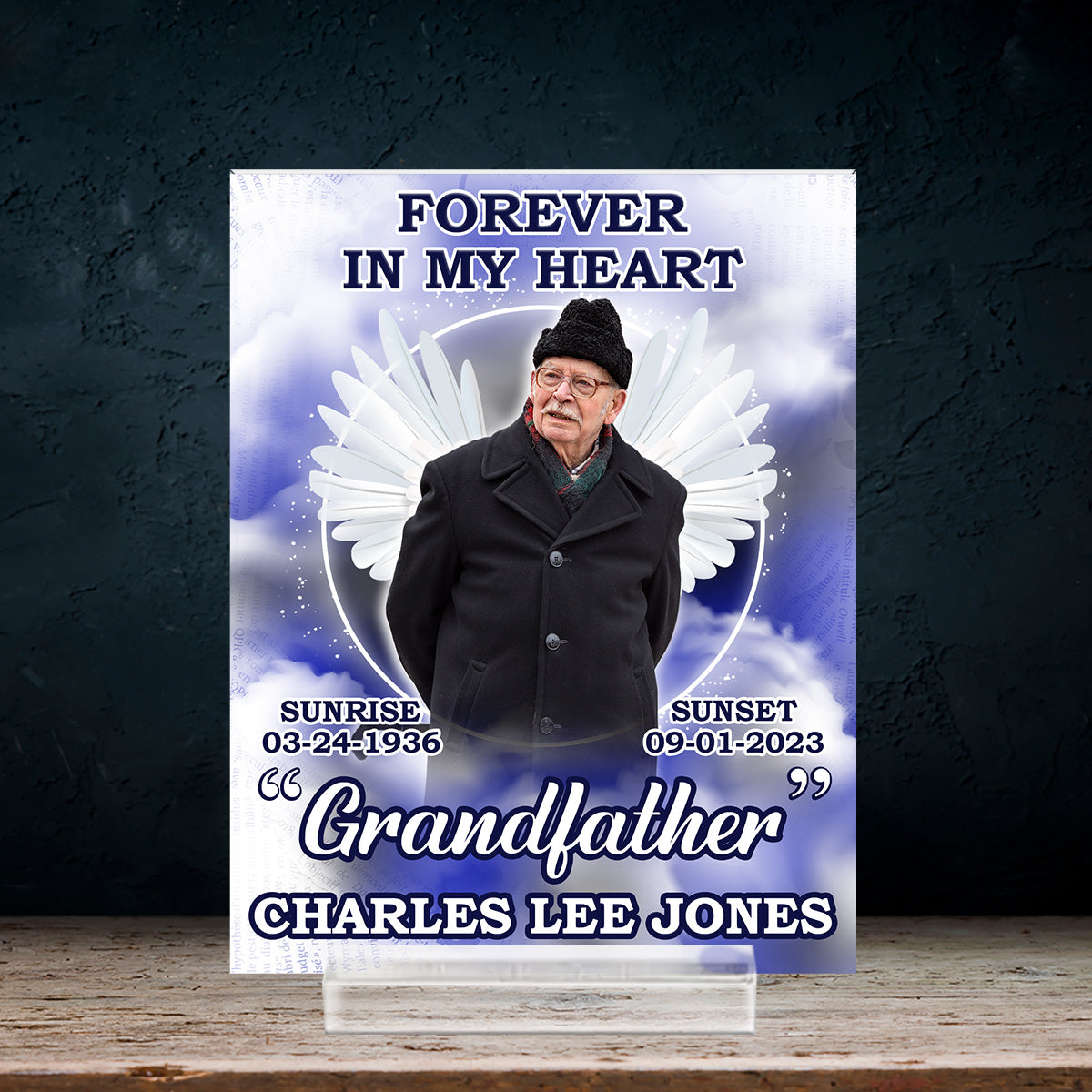 Forever In Our Hearts - Personalized Custom Acrylic Plaque With Base