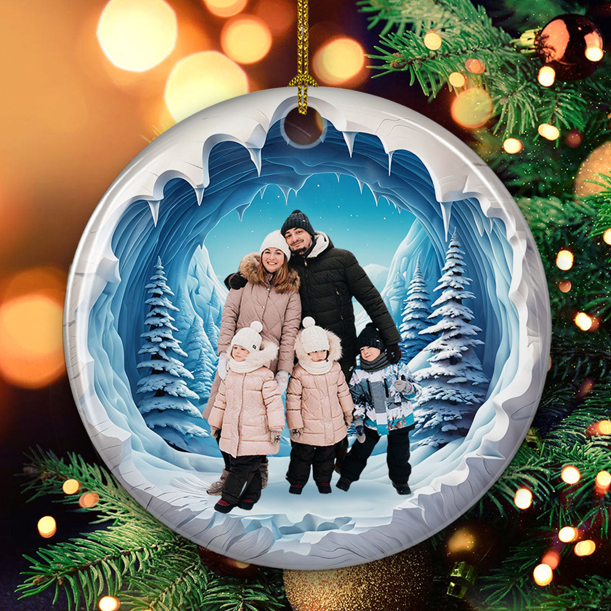Family 3D Photo - Personalized Custom Ceramic Ornament