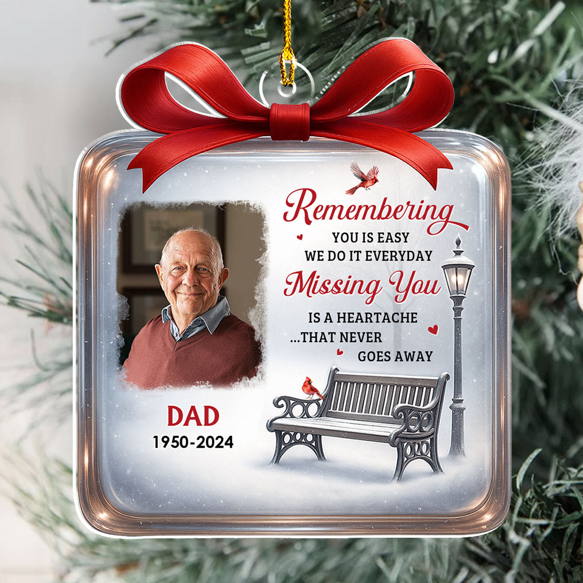 Cardinals Winter Memorial - Personalized Custom Acrylic Ornament