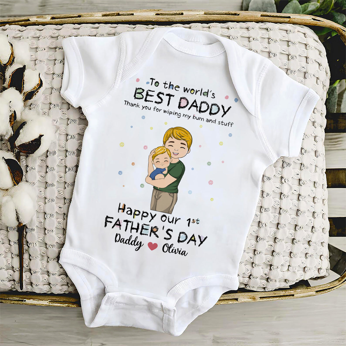 Dad Wiping My Bum - Personalized Custom Baby Onesie