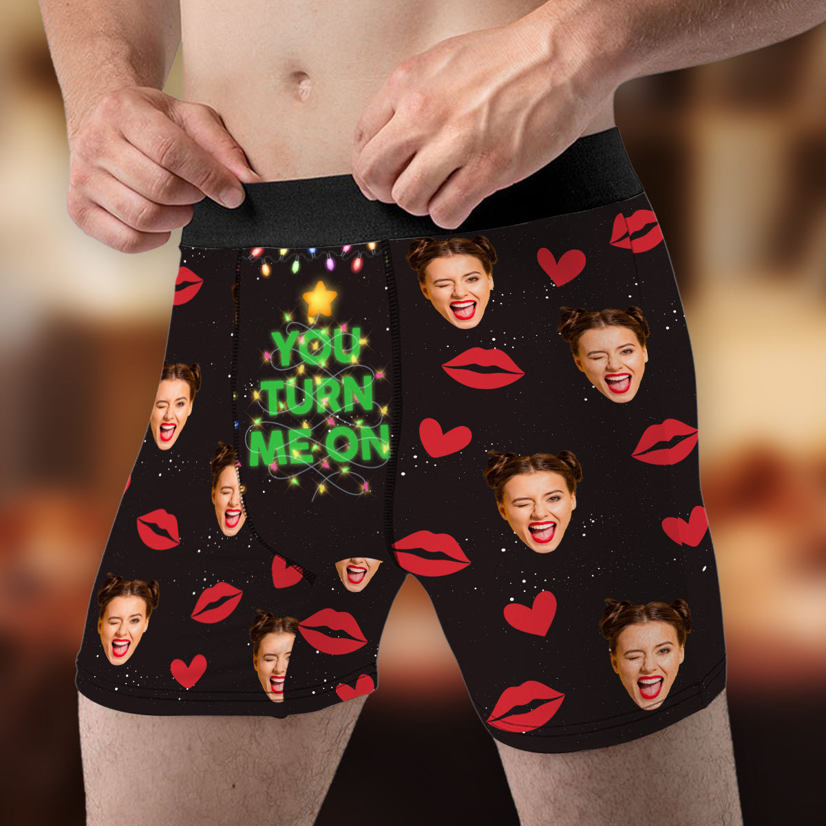 Turn Me On - Personalized Photo Men's Boxer Briefs