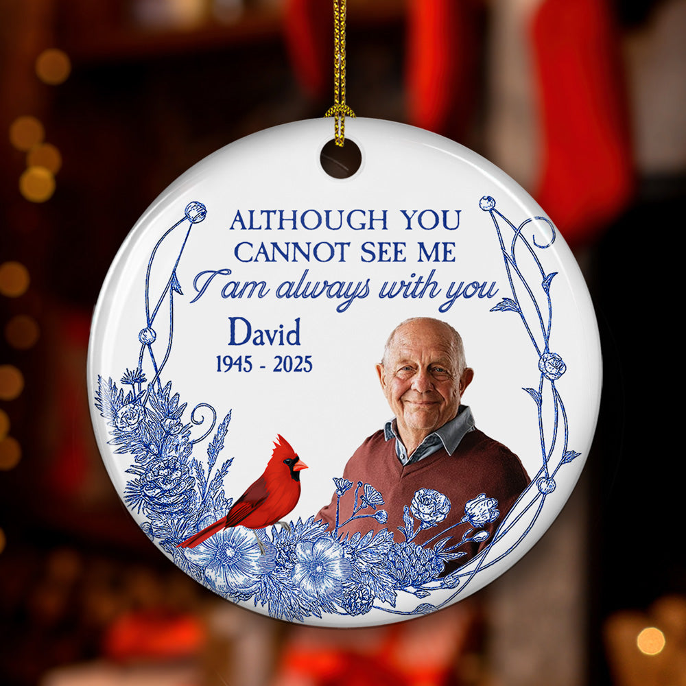 I Am Always With You Blue Toile - Personalized Custom Ceramic Ornament