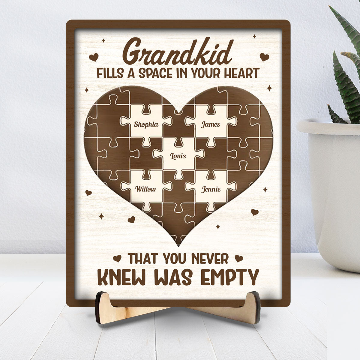 Grandkids Fill A Space In Your Heart - Personalized Wooden Plaque