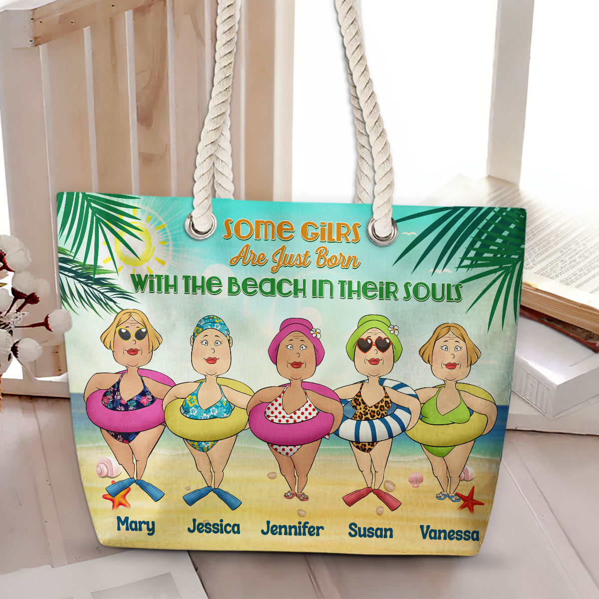Girls Are Just Born With The Beach - Personalized Beach Bag