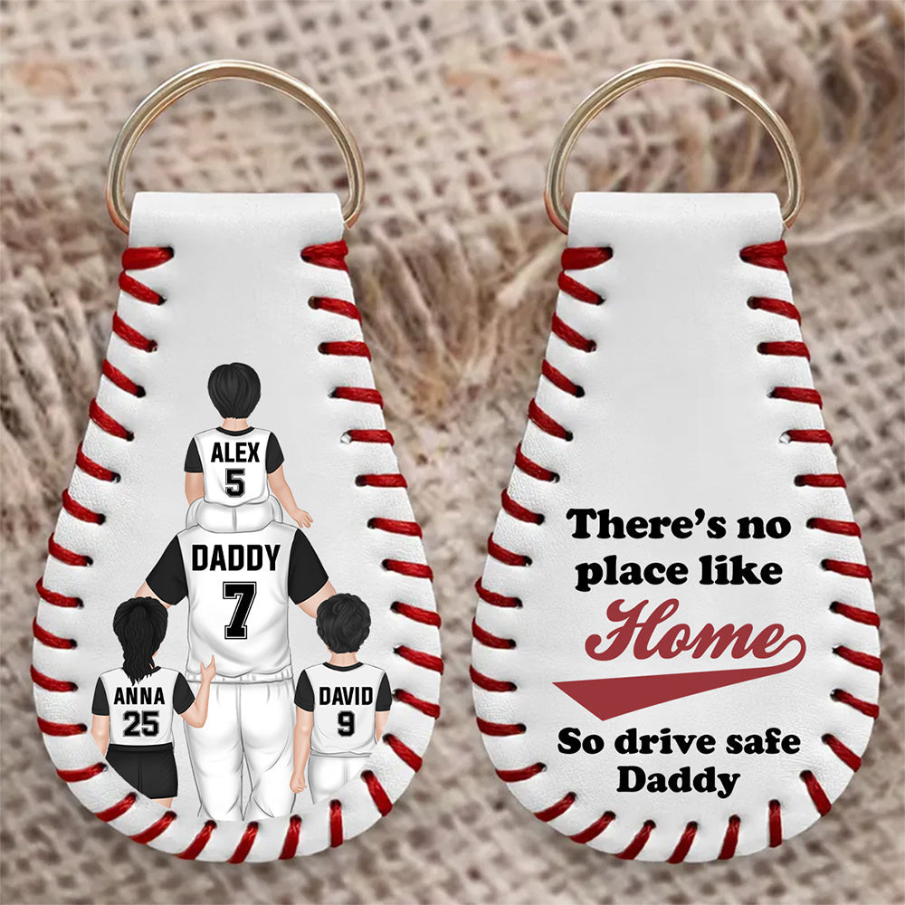 No Place Like Home  - Personalized Custom Leather Baseball Keychain